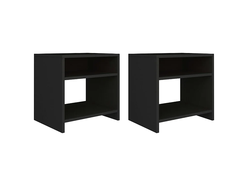 Lote de 2 Mesitas de noche madera contrachapada negro 40x30x40 cm ES96260