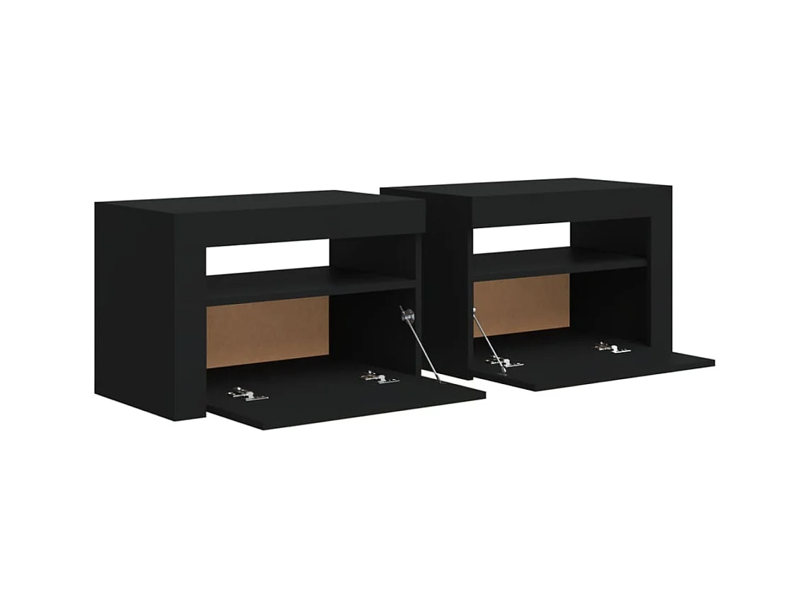 Lot de 2 Tables de chevet avec LED Noir 60x35x40 cm GHR12768