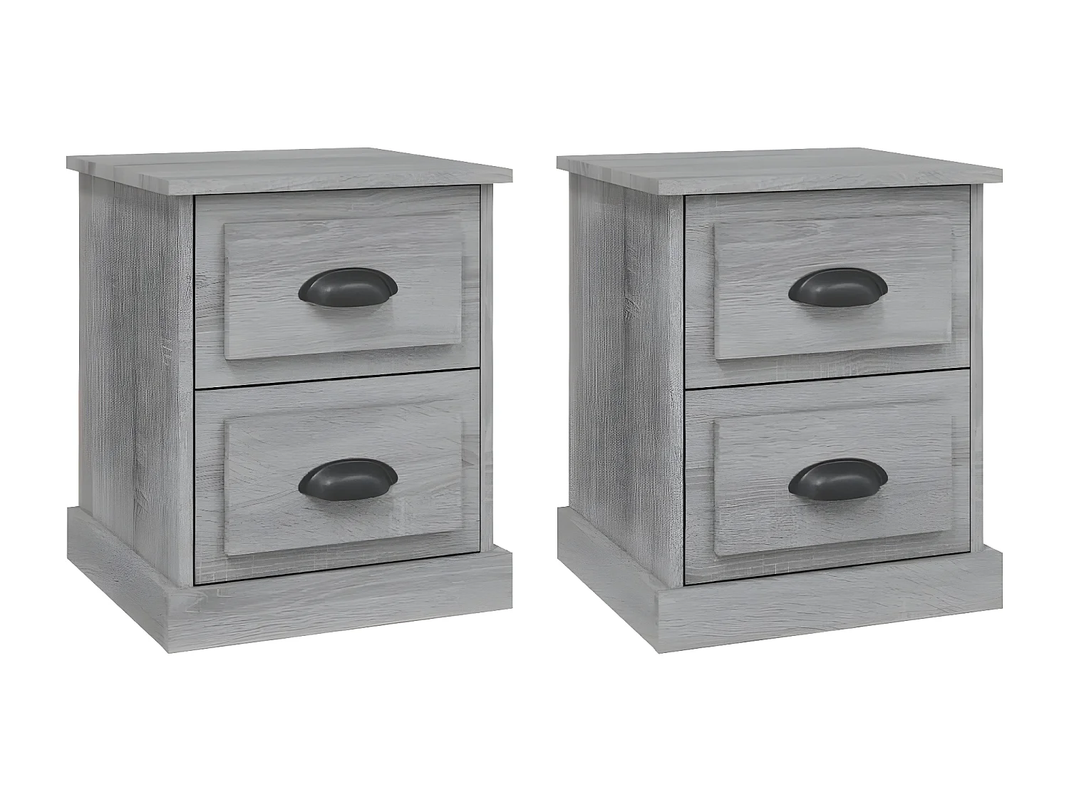 Lote de 2 Mesitas de noche madera contrachapada gris 39x39x47,5 cm ES13429