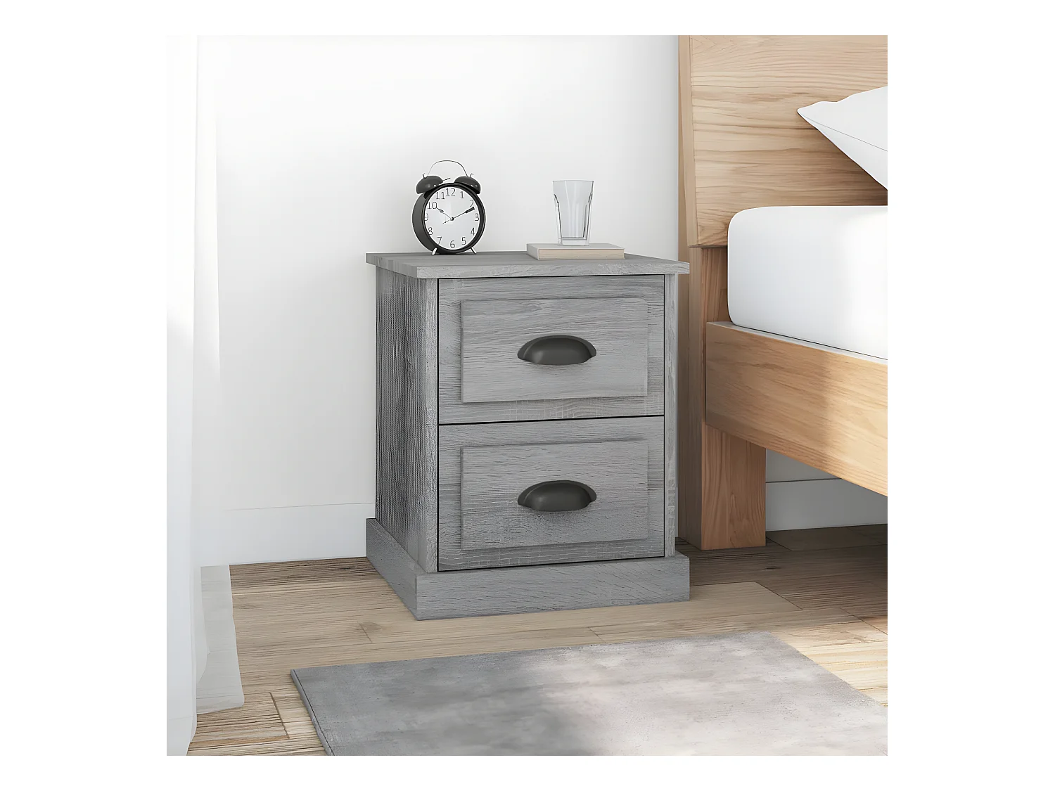 Lot de 2 Tables de chevet sonoma gris 39x39x47,5cm bois ingénierie GHR20914