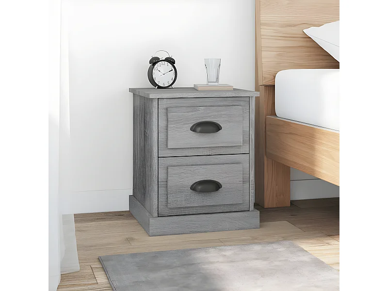 Lot de 2 Tables de chevet sonoma gris 39x39x47,5cm bois ingénierie GHR20914