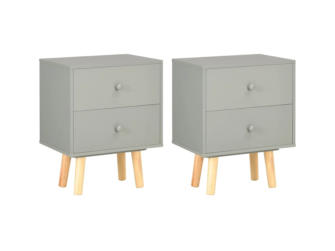 Lot de 2 Tables de chevet Gris 40 x 30 x 50 cm Pin massif GHR22838