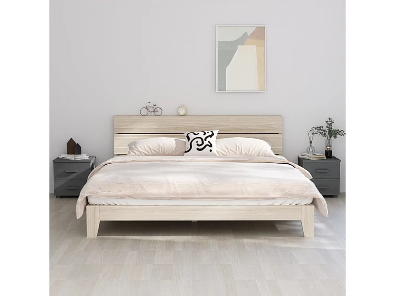 Lot de 2 Tables de chevet HAMAR Gris foncé 40x35x44,5cm Bois massif GHR67839