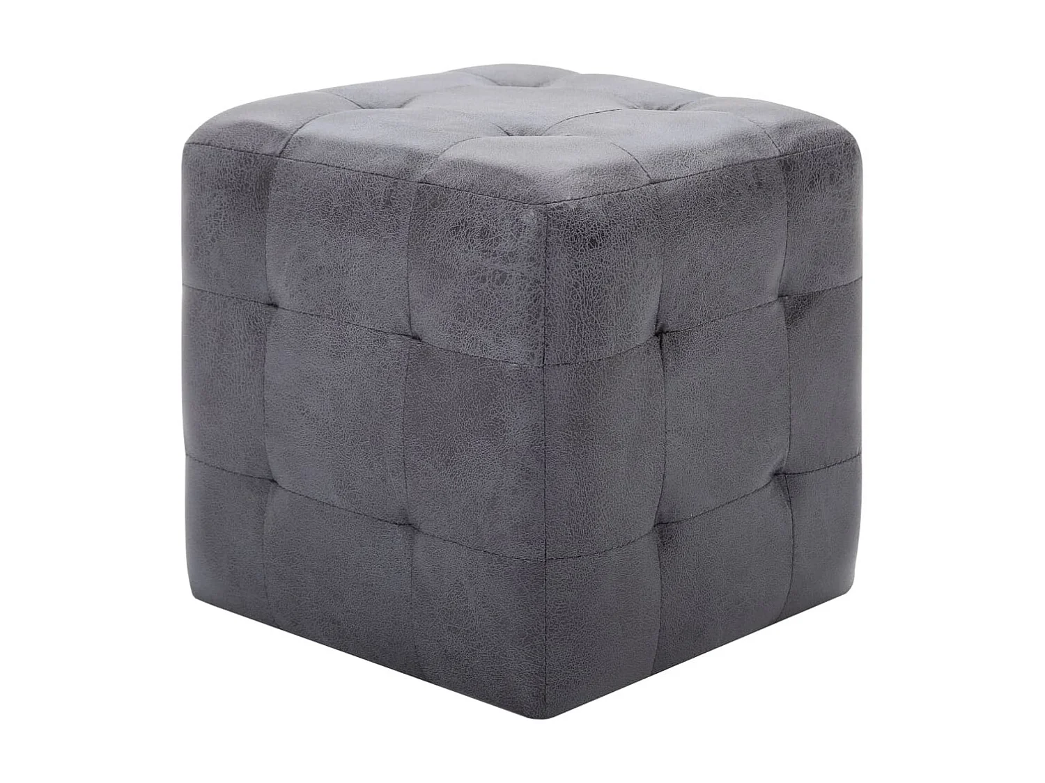 Lot de 2 Tables de chevet Gris 30x30x30 cm Similicuir daim GHR37732