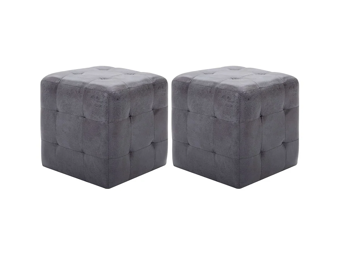 Lot de 2 Tables de chevet Gris 30x30x30 cm Similicuir daim GHR37732