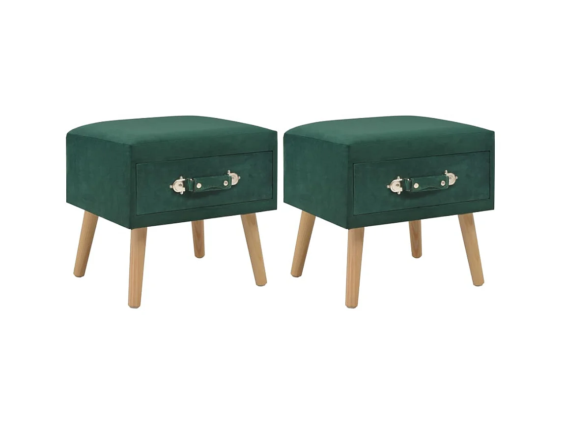 Lot de 2 Tables de chevet Vert 40x35x40 cm Velours GHR58787