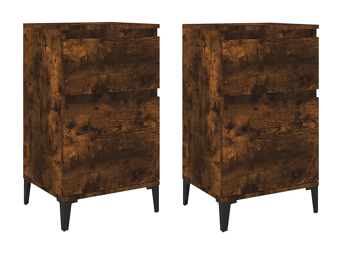 Comodini | Tavolini da notte | Tavolini da letto 2pz Rovere Fumo 40x35x70 cm