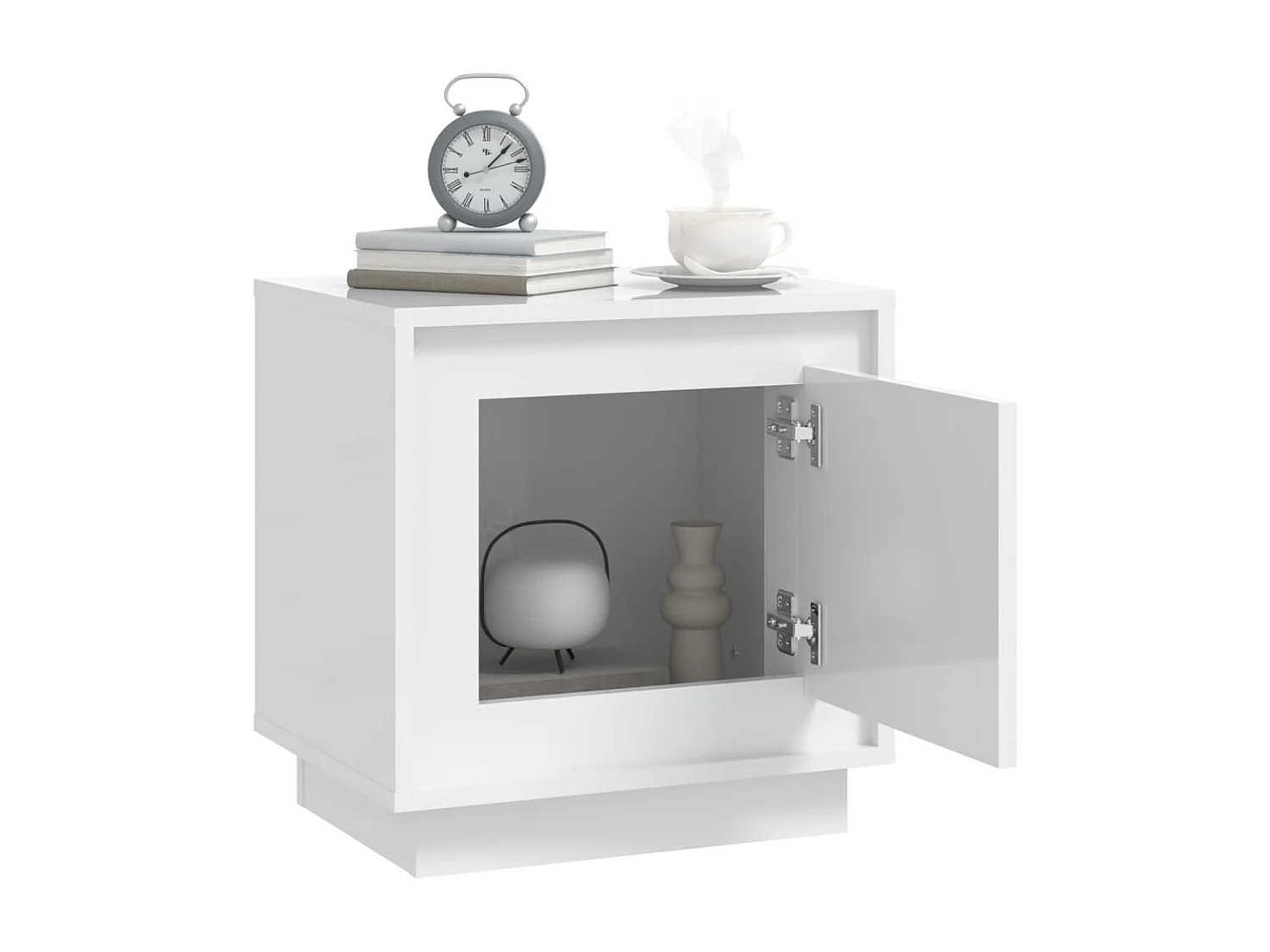 Mesas cabeceira 2pcs 44x35x45cm deriv. madeira branco brilhante PT75257