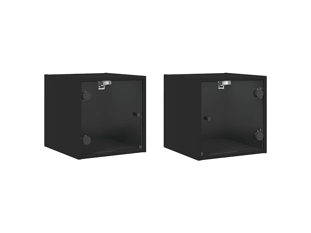 Nachtkastjes met glazen deuren 2 st 35x37x35 cm zwart NL73764