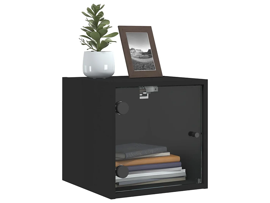 Nachtkastjes met glazen deuren 2 st 35x37x35 cm zwart NL73764