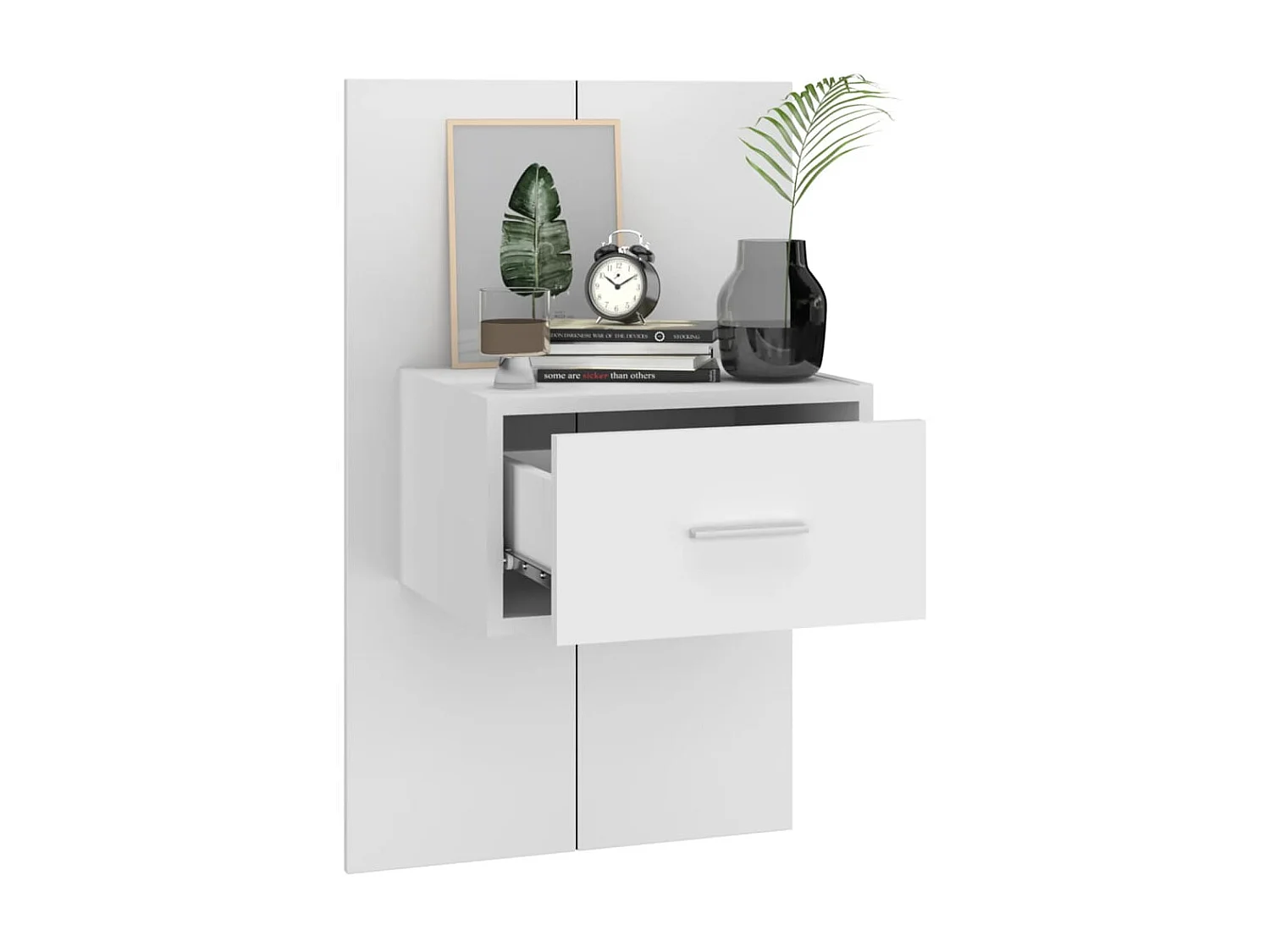 Mesas de cabeceira montagem na parede 2 pcs branco PT46359