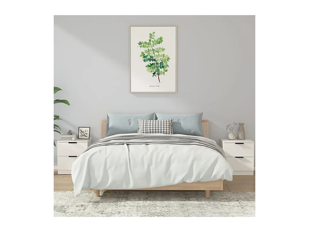 Lot de 2 Tables de chevet Blanc Bois d'ingénierie GHR45102