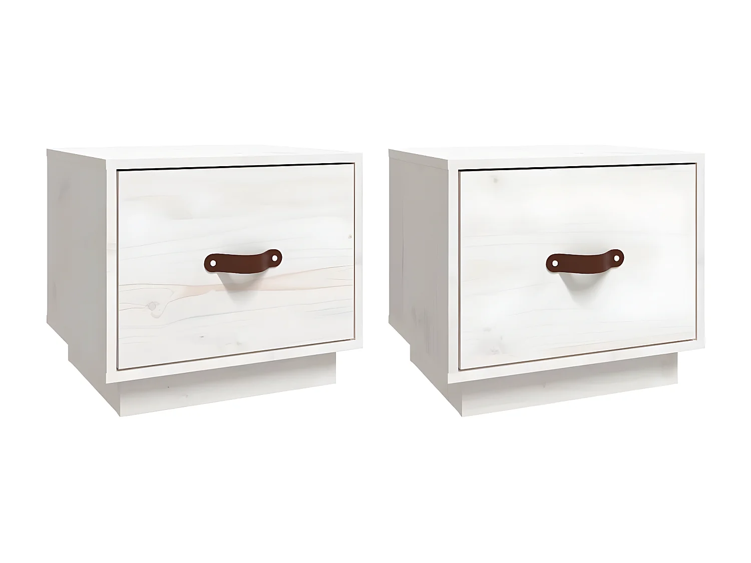 Lot de 2 Tables de chevet Blanc 40x34x35 cm Bois de pin massif GHR77039