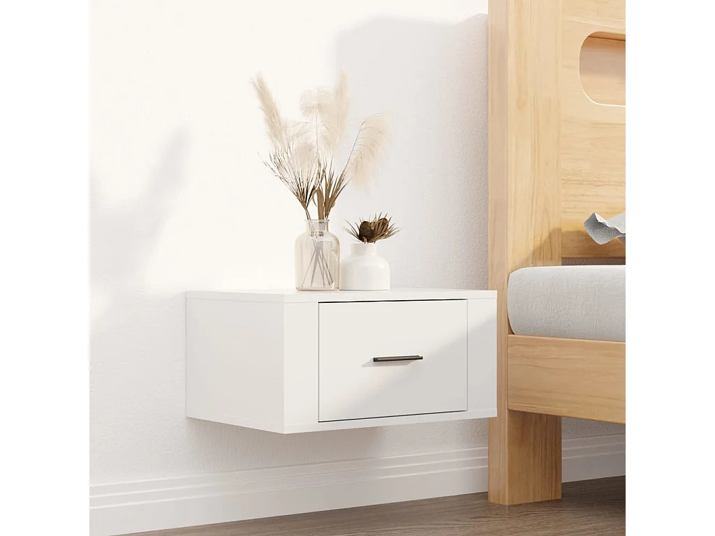 Mesas de cabeceira parede 2 pcs 50x36x25 cm branco brilhante PT61809