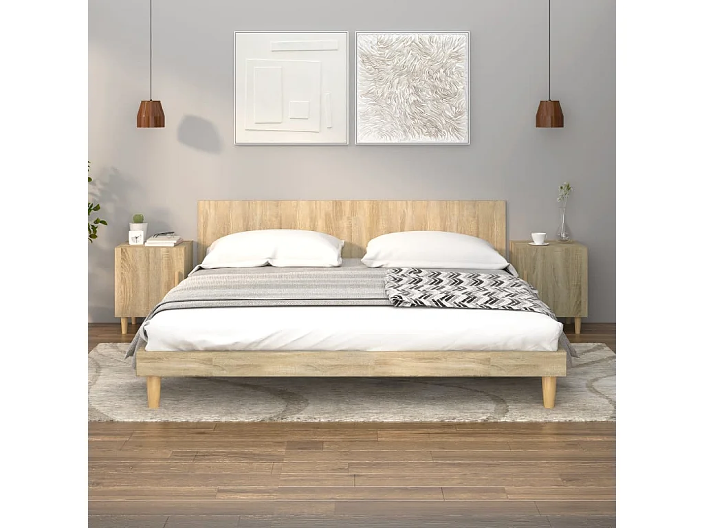 Comodini | Tavolini da notte | Tavolini da letto 2 pz Rovere Sonoma in Legno Multistrato