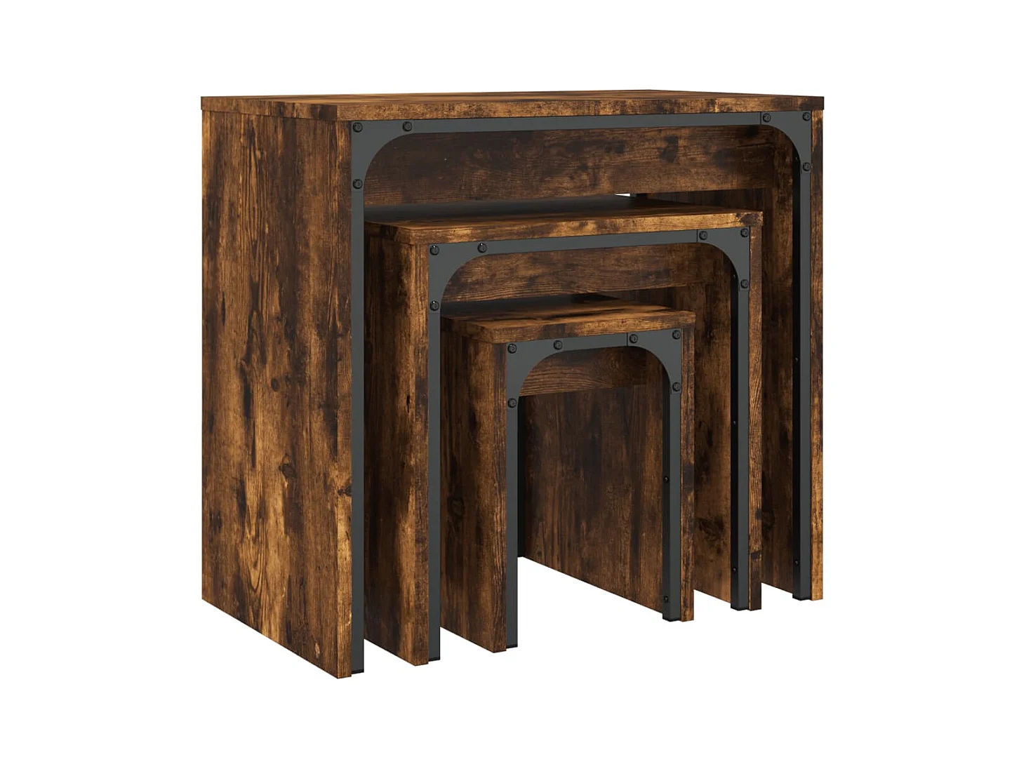 Tables basses gigognes 3 pcs chêne fumé bois d'ingénierie GHR23007