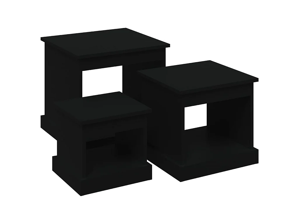 Tables basses 3 pcs noir bois d'ingénierie GHR22229