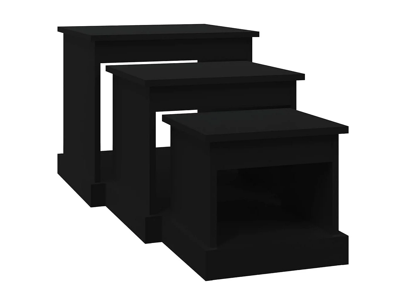 Tables basses 3 pcs noir bois d'ingénierie GHR22229