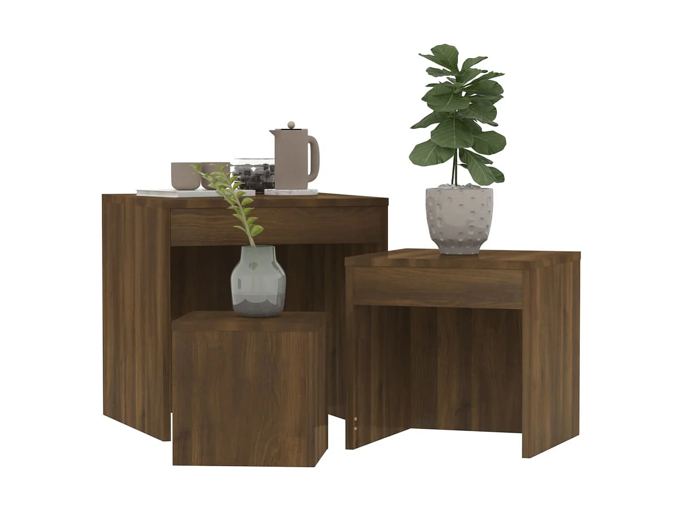 Tables gigognes 3 pcs Chêne marron Bois d'ingénierie GHR91896