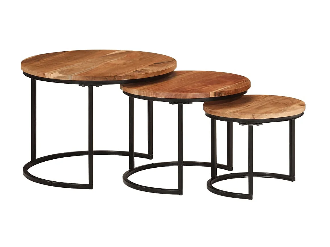 Tables gigognes 3 pcs bois massif d'acacia GHR34404