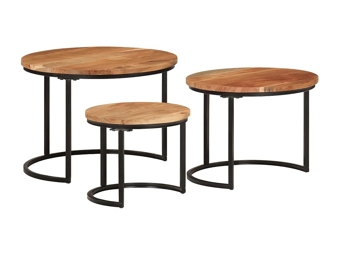 Tables gigognes 3 pcs bois massif d'acacia GHR34404