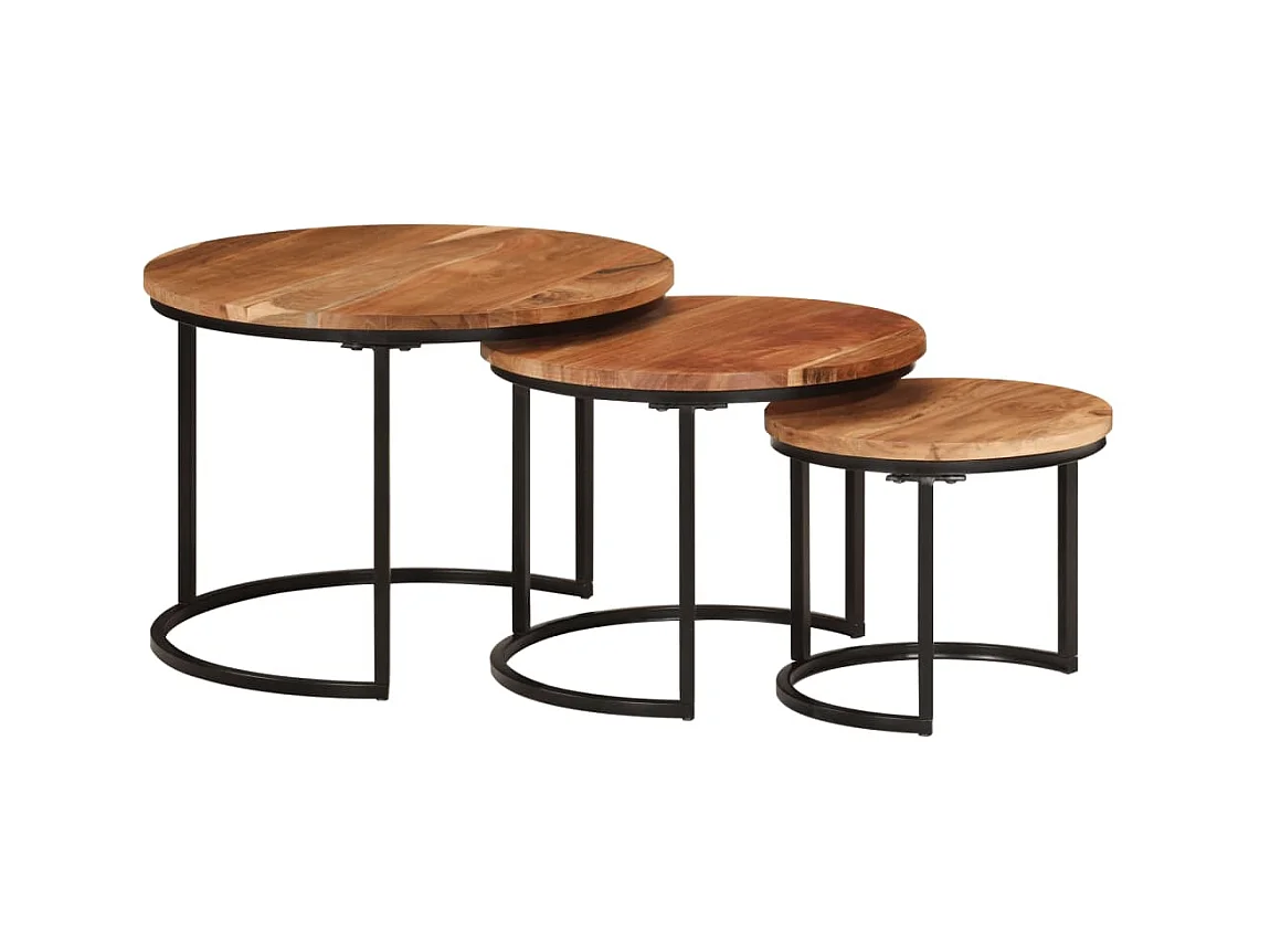 Tables gigognes 3 pcs bois massif d'acacia GHR34404