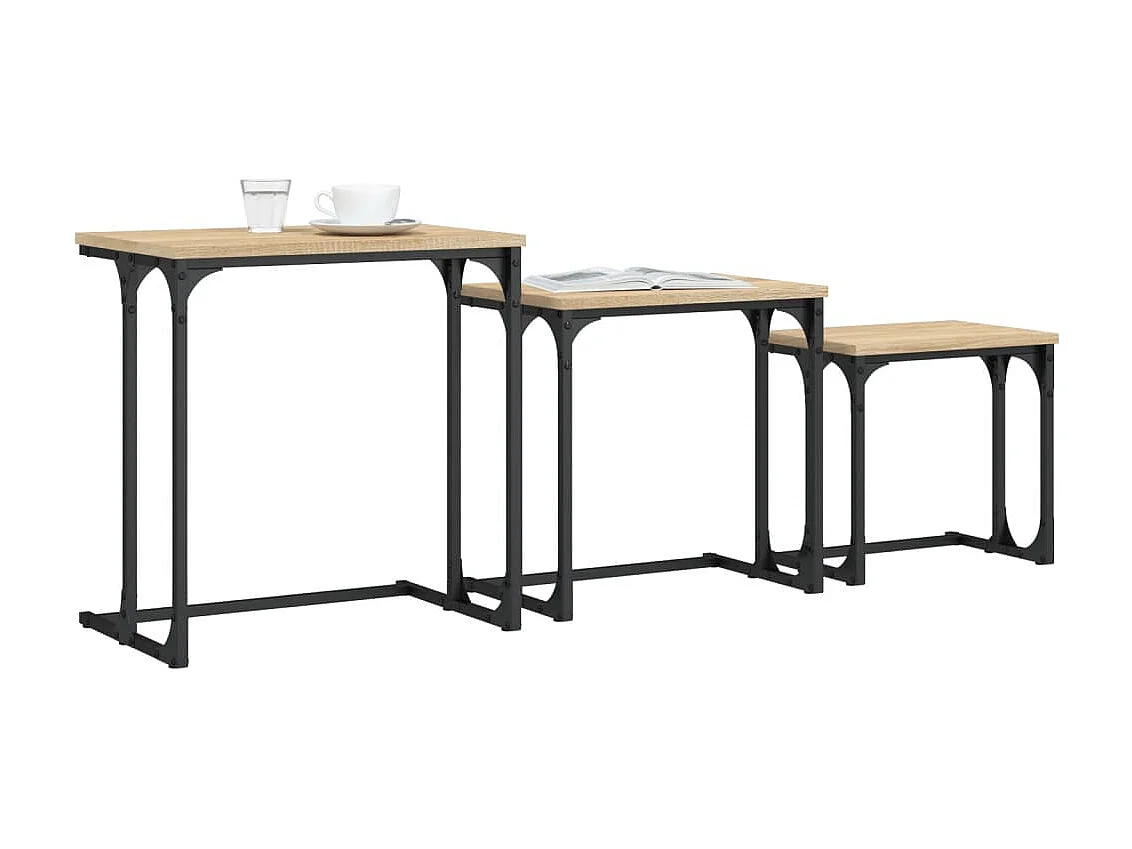 Tables basses gigognes 3 pcs chêne sonoma bois d'ingénierie GHR67012