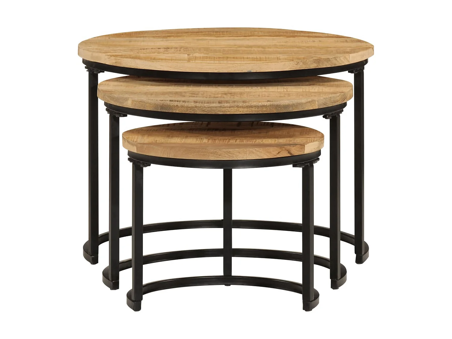 Tables gigognes 3 pcs bois de manguier massif brut GHR27871