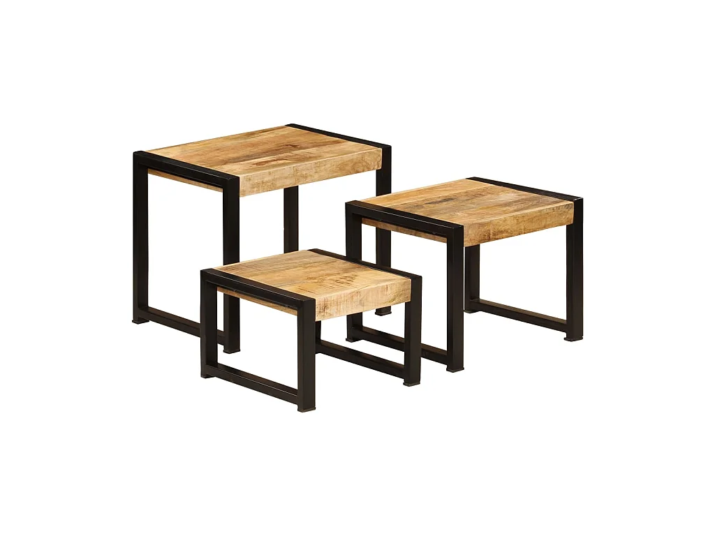 Tables gigognes 3 pcs Bois solide de manguier GHR36728