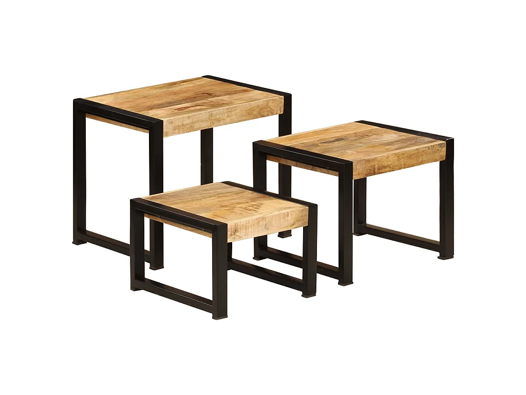 Tables gigognes 3 pcs Bois solide de manguier GHR36728