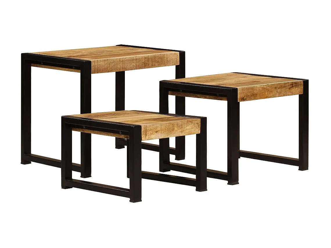 Tables gigognes 3 pcs Bois solide de manguier GHR36728