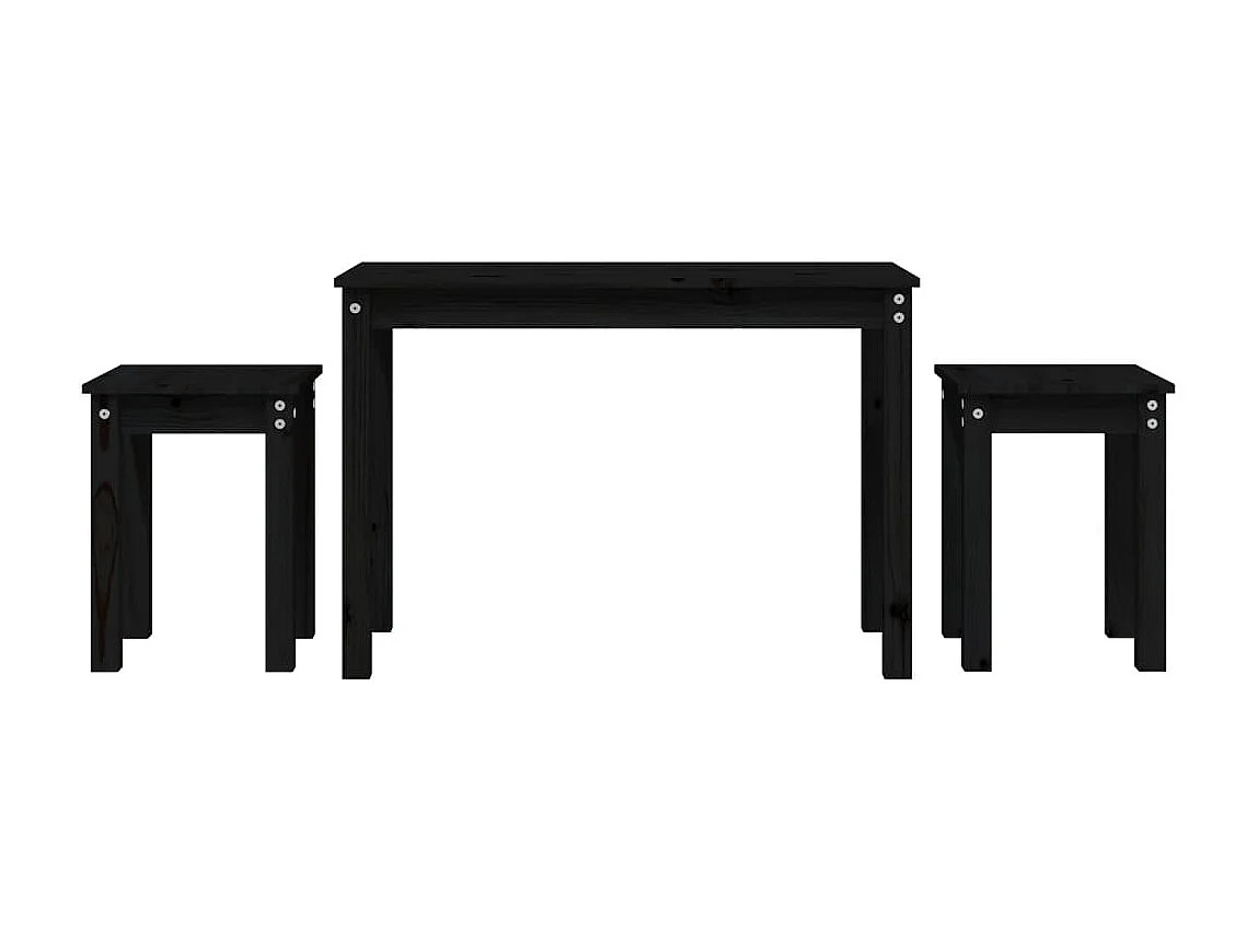 Mesas apilables 3 piezas madera maciza de pino negro ES758430