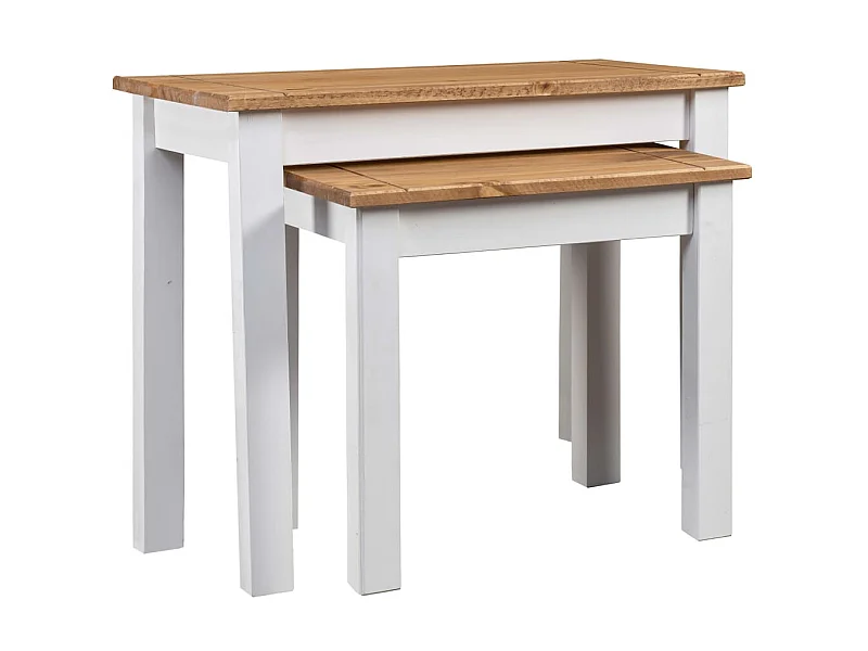 2-delige Tafeltjesset Panama Range massief grenenhout wit NL81461
