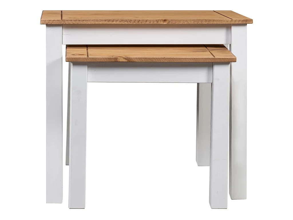 2-delige Tafeltjesset Panama Range massief grenenhout wit NL81461