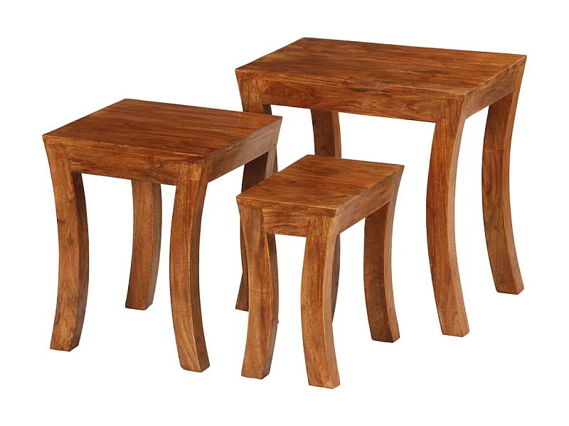 Table gigogne 3 pcs Bois massif d'acacia 50x35x50 cm Marron GHR76567