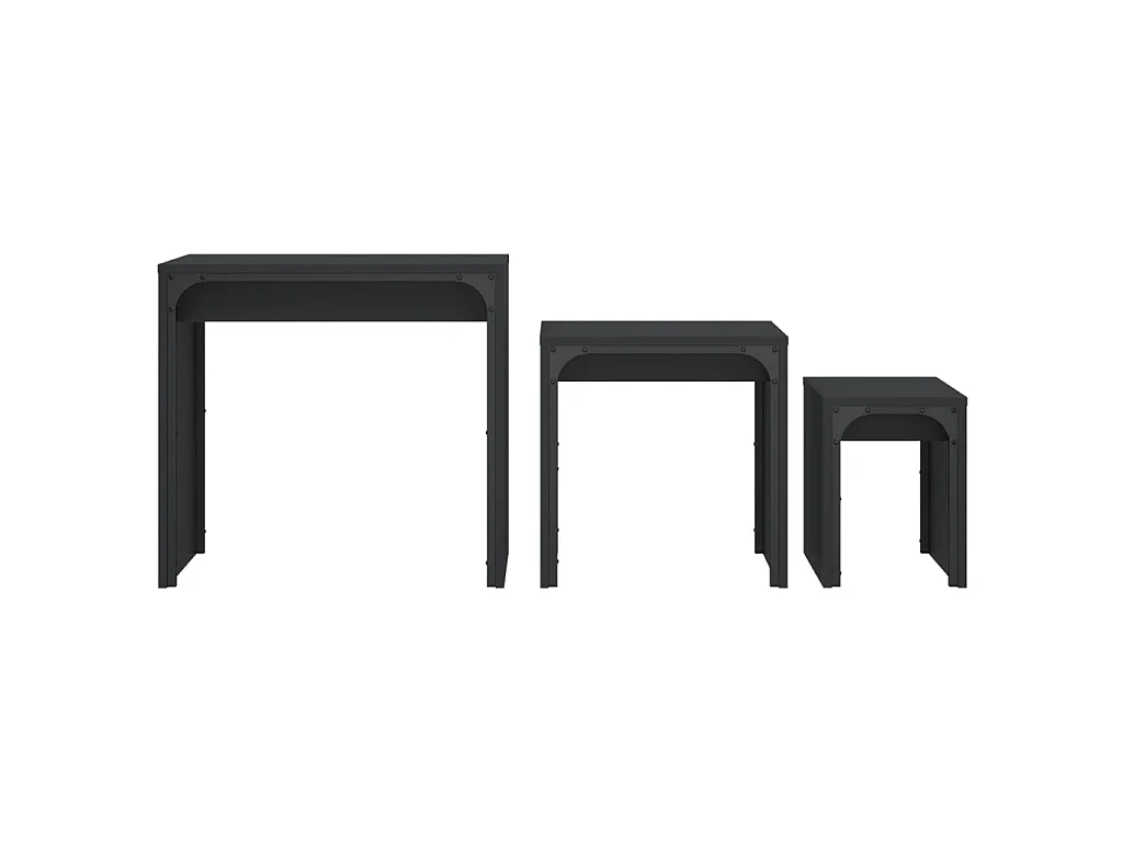 Mesas de centro apilables 3 piezas madera de ingeniería negro ES302285