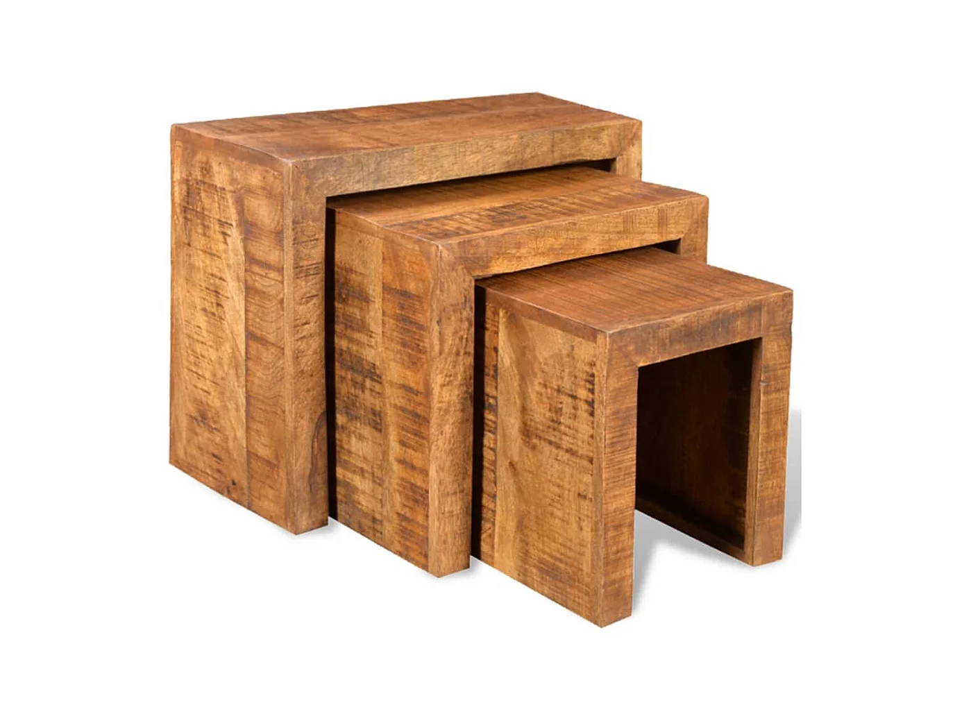 Table gigogne 3 pcs Bois massif de manguier GHR77465