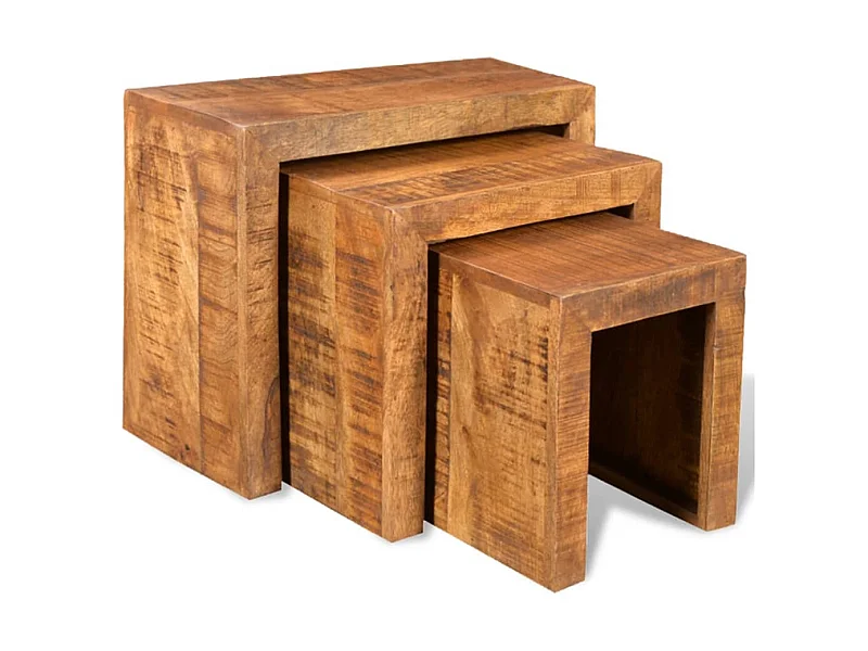 Table gigogne 3 pcs Bois massif de manguier GHR77465