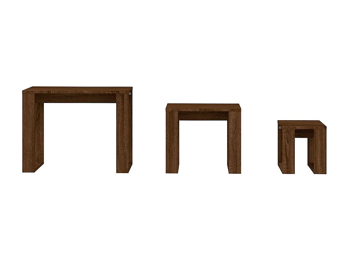 Mesas de encastrar 3 pcs derivados de madeira carvalho castanho PT628071