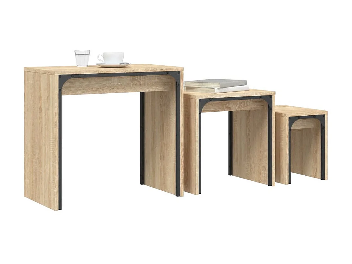 Tables basses gigognes 3 pcs chêne sonoma bois d'ingénierie GHR88283