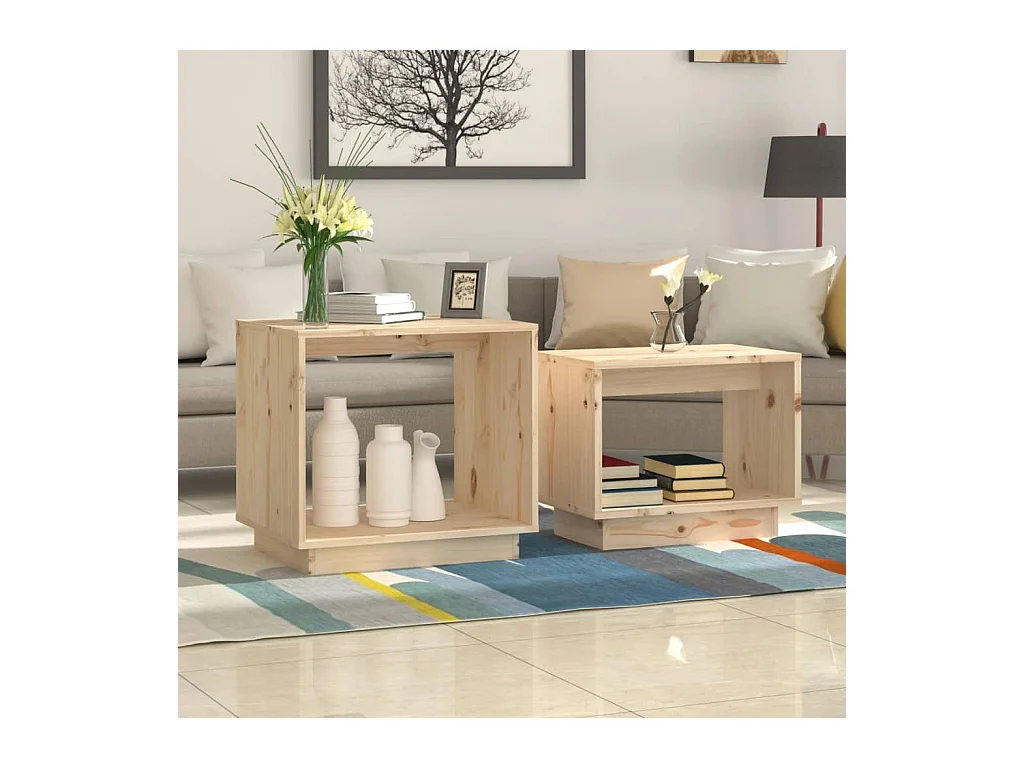 Tables basses gigognes 2 pcs Bois de pin massif GHR26018