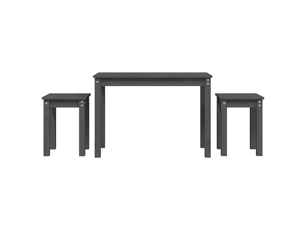 Tables gigognes 3 pcs Gris Bois de pin massif GHR10681