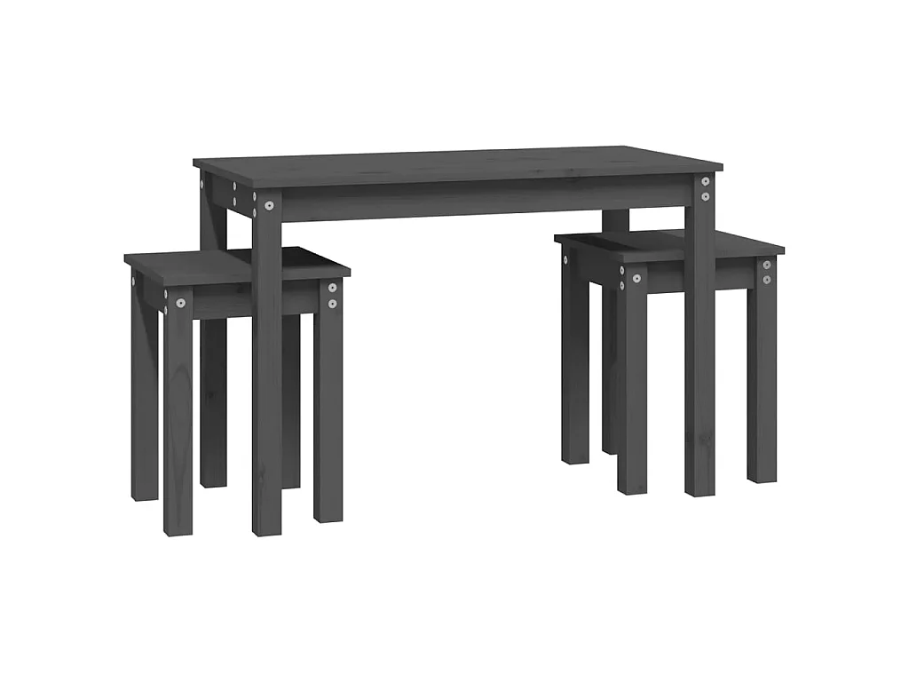 Tables gigognes 3 pcs Gris Bois de pin massif GHR10681