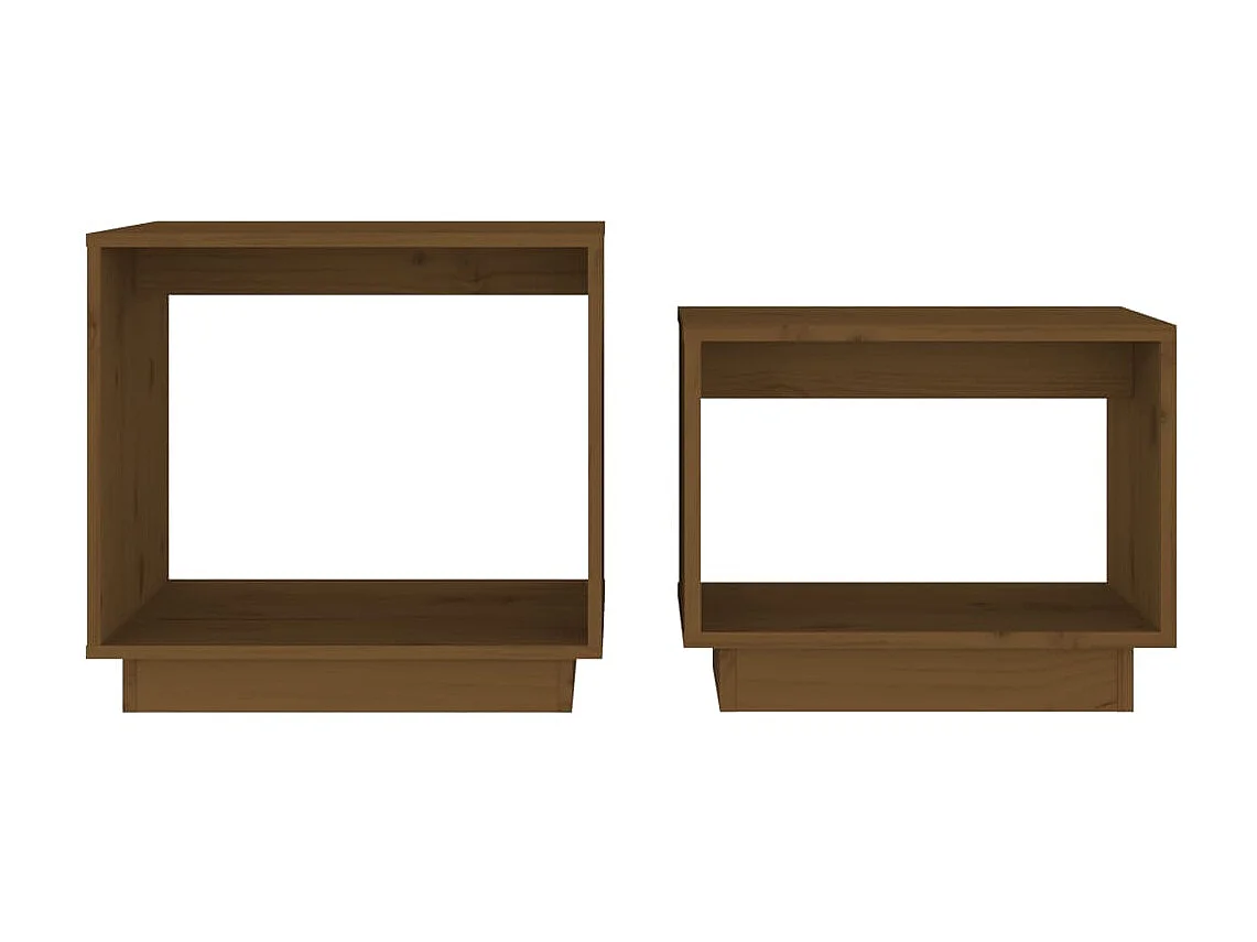 Tables basses gigognes 2 pcs Marron miel Bois de pin massif GHR72040