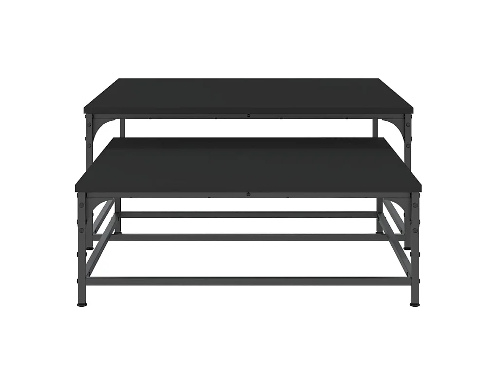 Mesas de centro de encastrar 2 pcs derivados de madeira preto PT583571