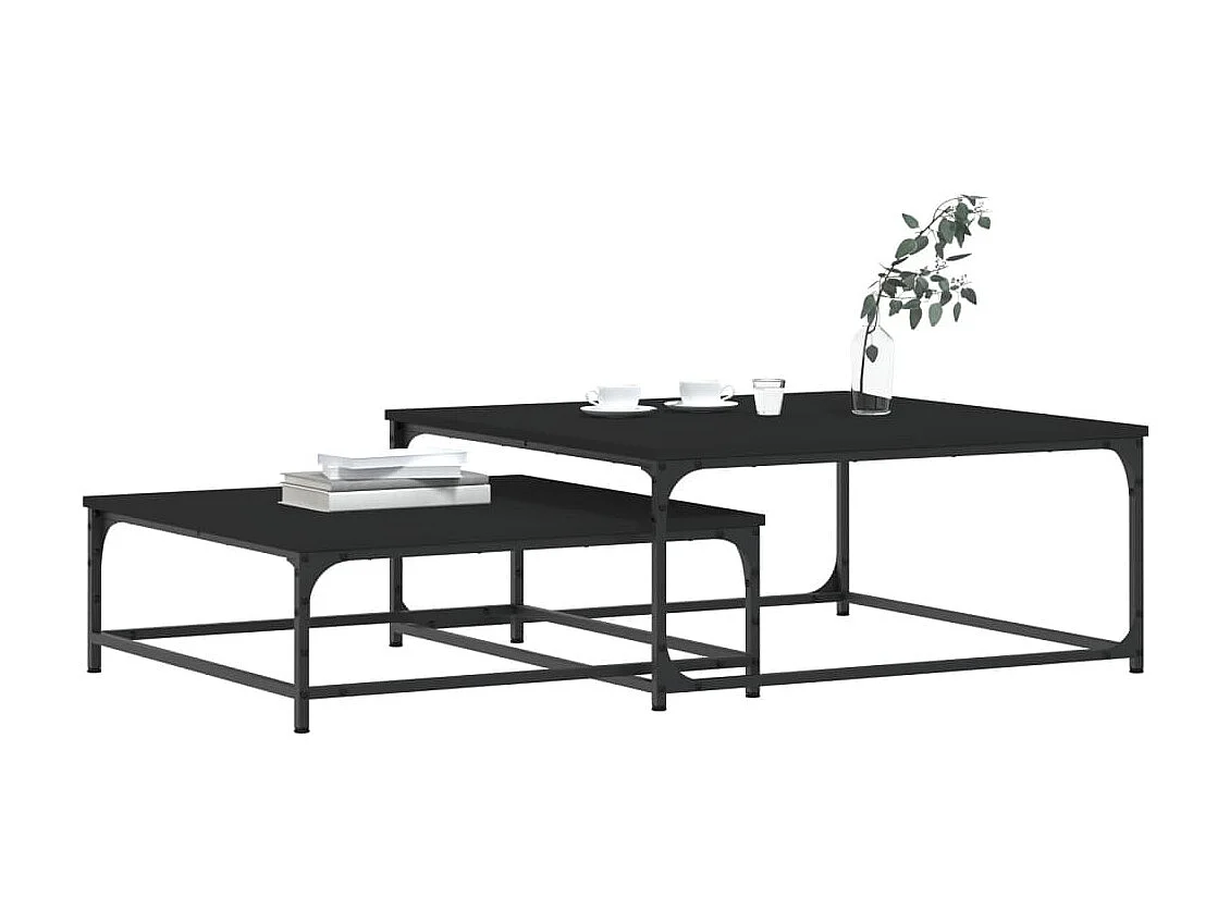 Tables basses gigognes 2 pcs noir bois d'ingénierie GHR45114