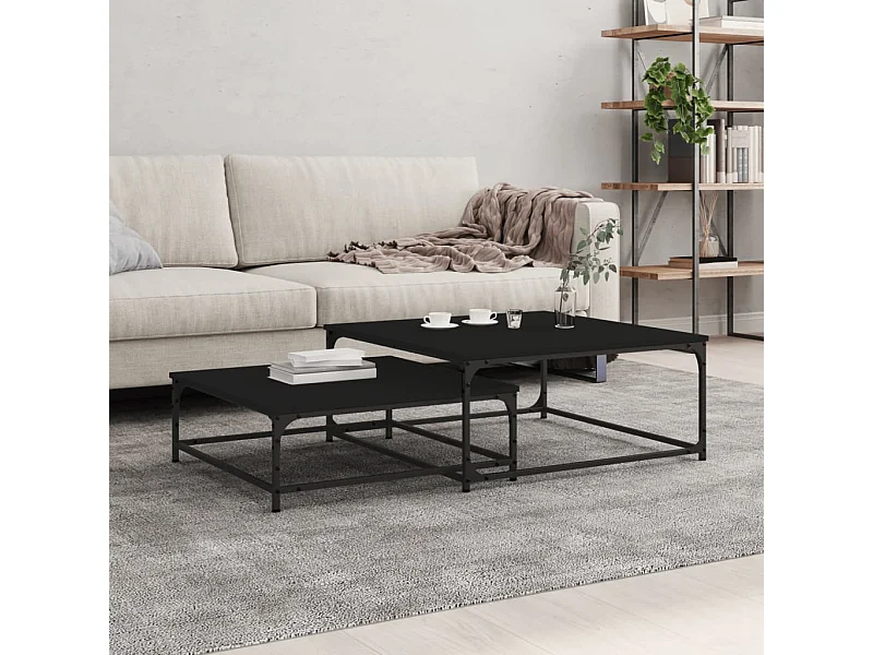 Tables basses gigognes 2 pcs noir bois d'ingénierie GHR45114