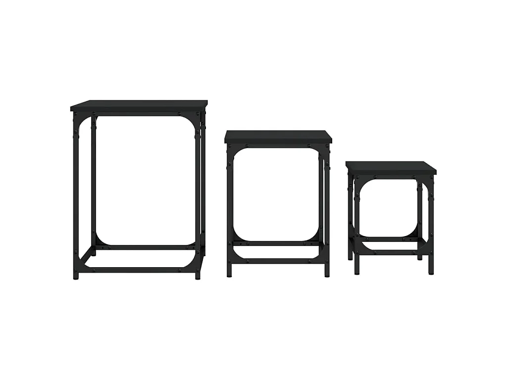 Mesas de centro de encastrar 3 pcs derivados de madeira preto PT185858