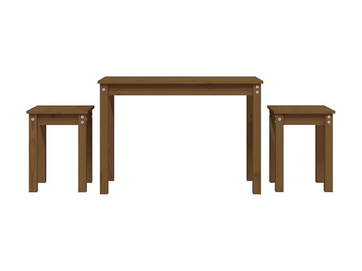 Tables gigognes 3 pcs Marron miel Bois de pin massif GHR40616