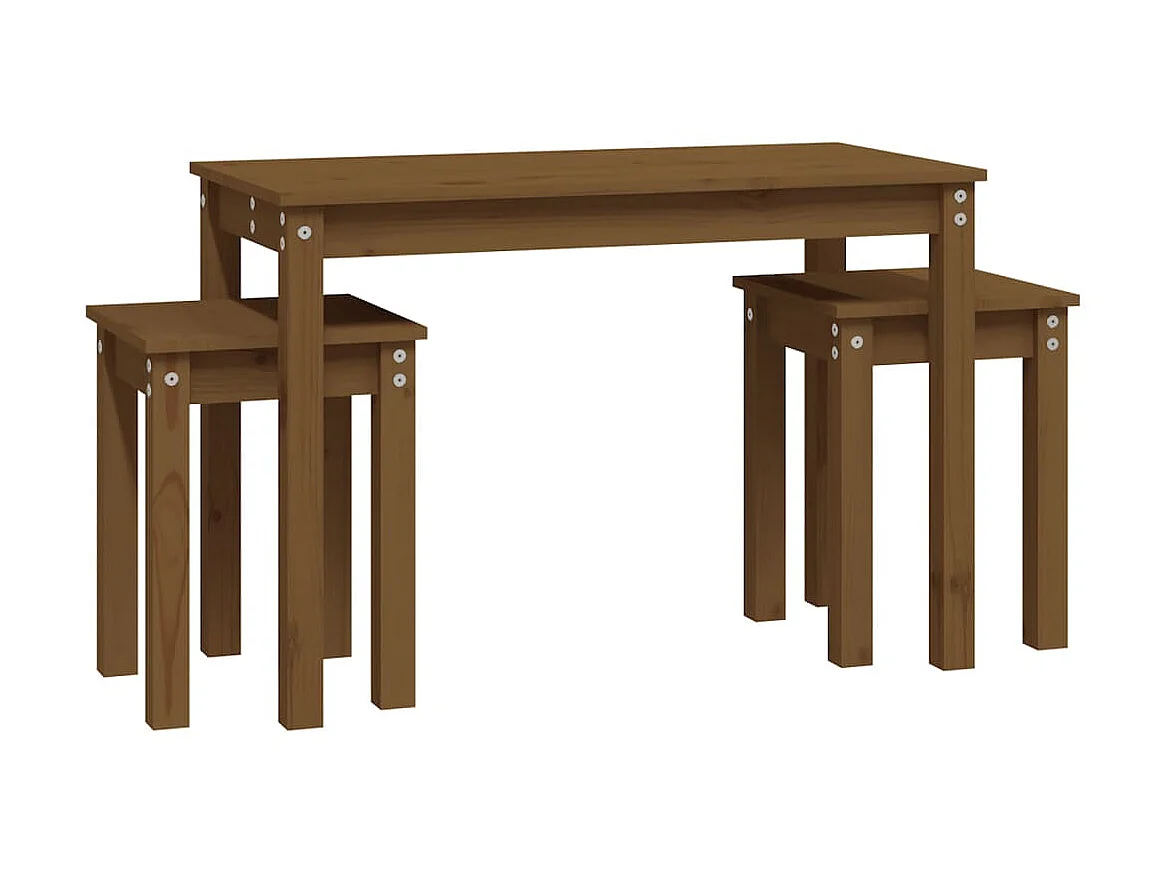 Tables gigognes 3 pcs Marron miel Bois de pin massif GHR40616